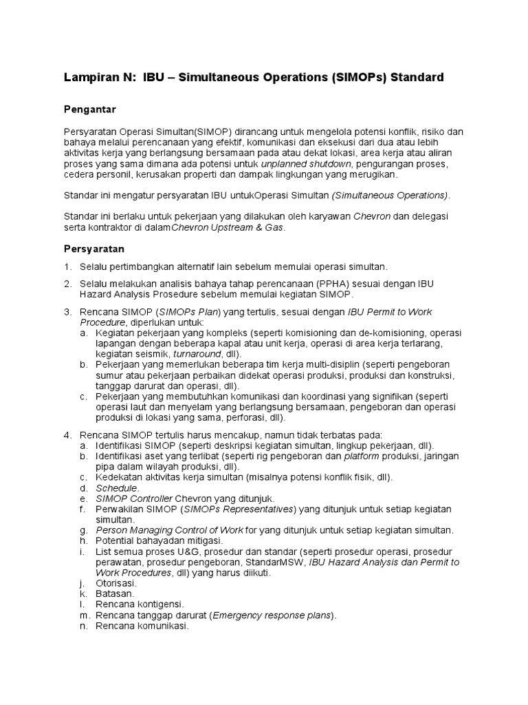 Standar Operasi Simultan (SIMOP) IBU | PDF