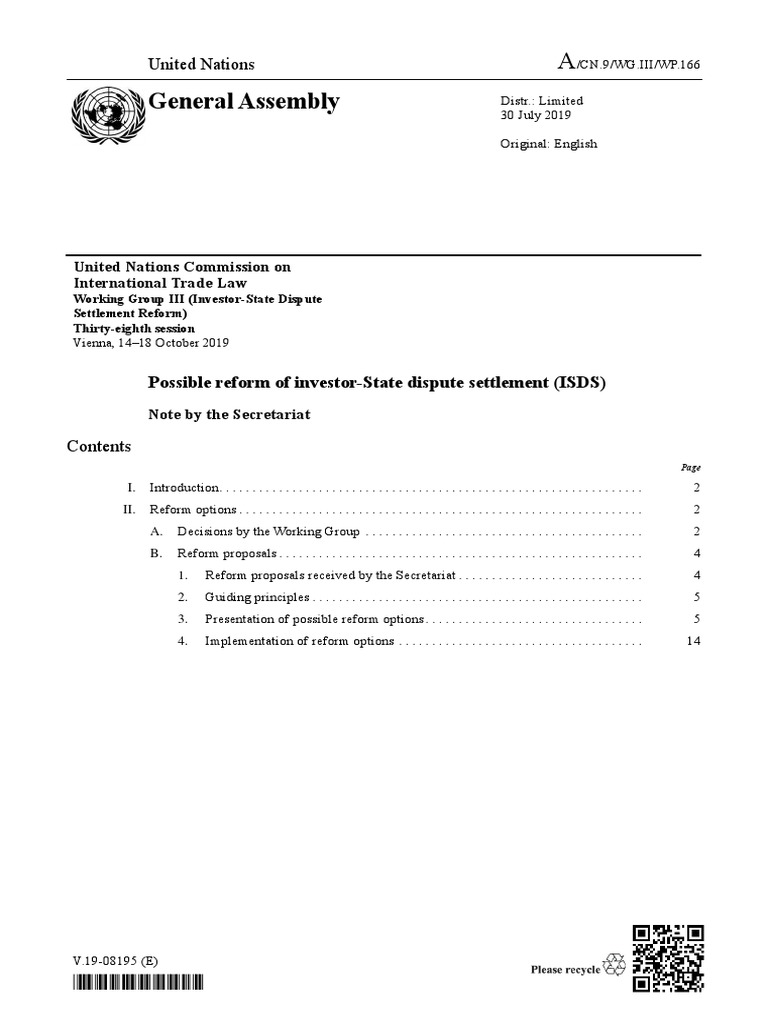 2 Possible Reform Of Investor State Dispute Settlement Isds Pdf