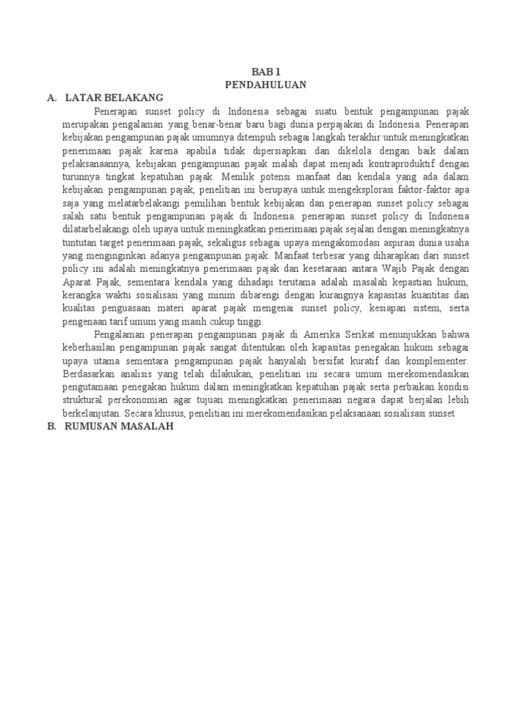 Penerapan Sunset Policy Pajak di Indonesia | PDF | Pengelolaan Keuangan ...