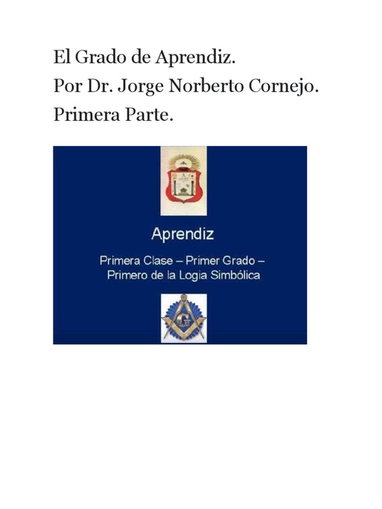 El Grado de Aprendiz. (Diapositivas) Primera Parte. PDF