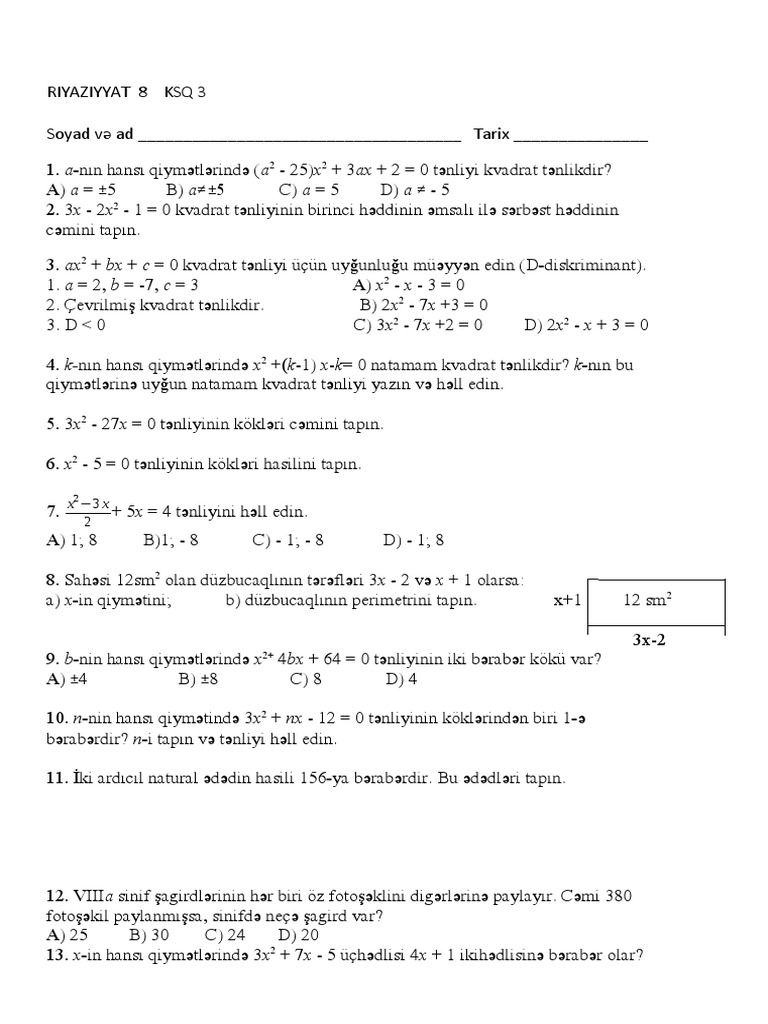 Riyaziyyat 8 Ksq 3 Pdf