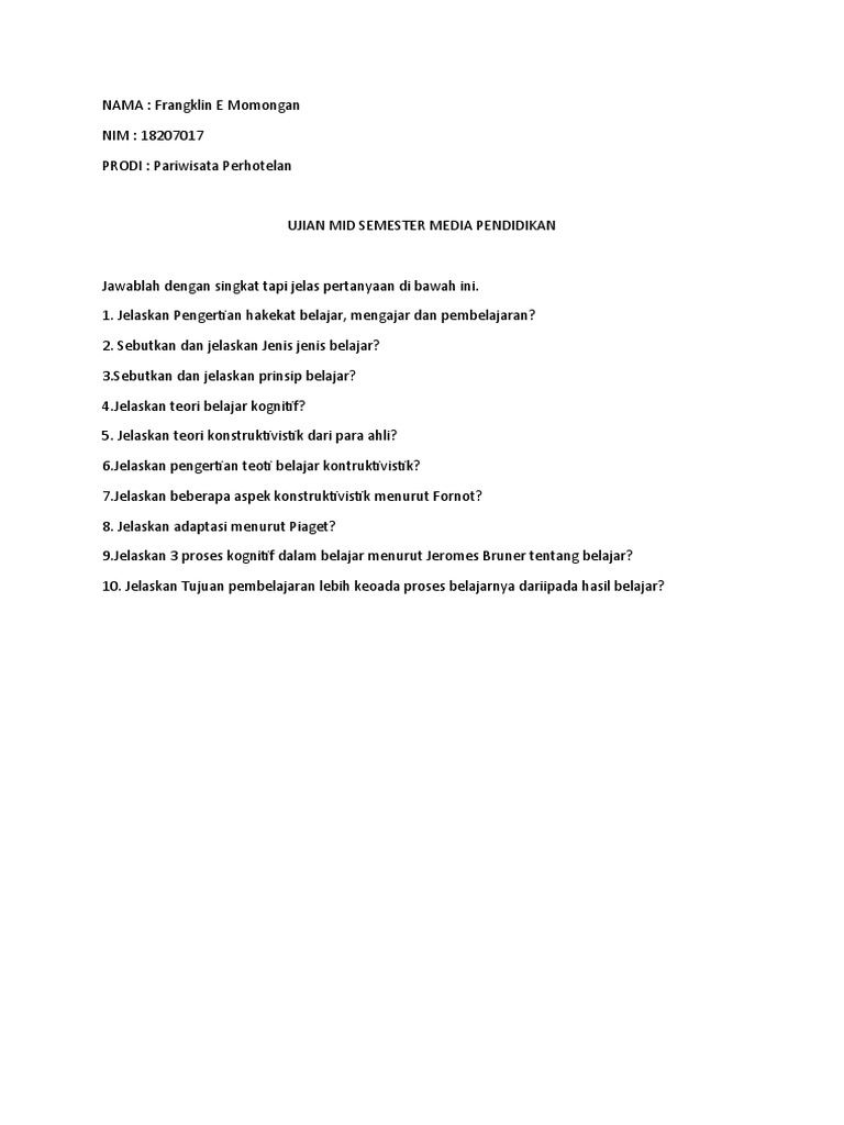 Mid Semester Media Pendidikan Frangklin Pdf
