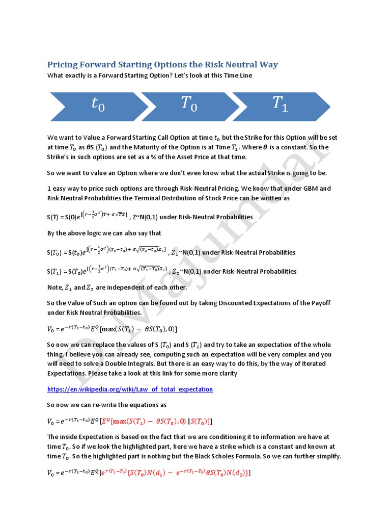 Forward Starting Options Pricing Explained | PDF | Greeks (Finance ...