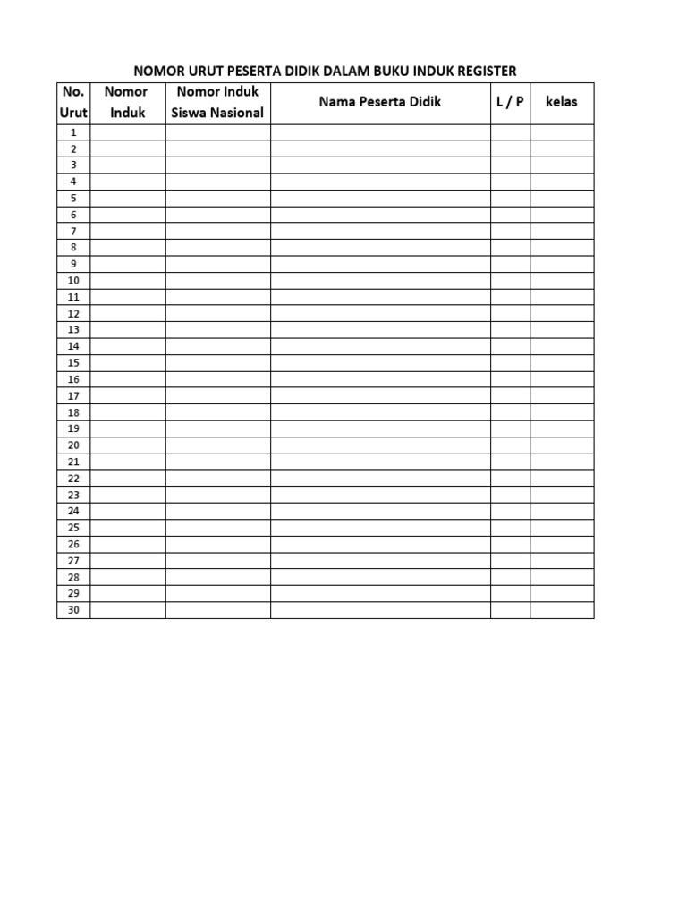 Format Buku Induk | PDF