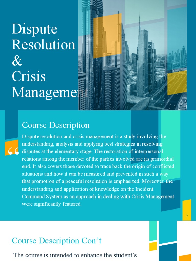 Dispute Resolution & Crisis Management | PDF | Restorative Justice ...