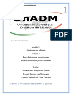 Módulo 13 Administración Tributaria: Actividad 1. Procedimiento Administrativo de Ejecución