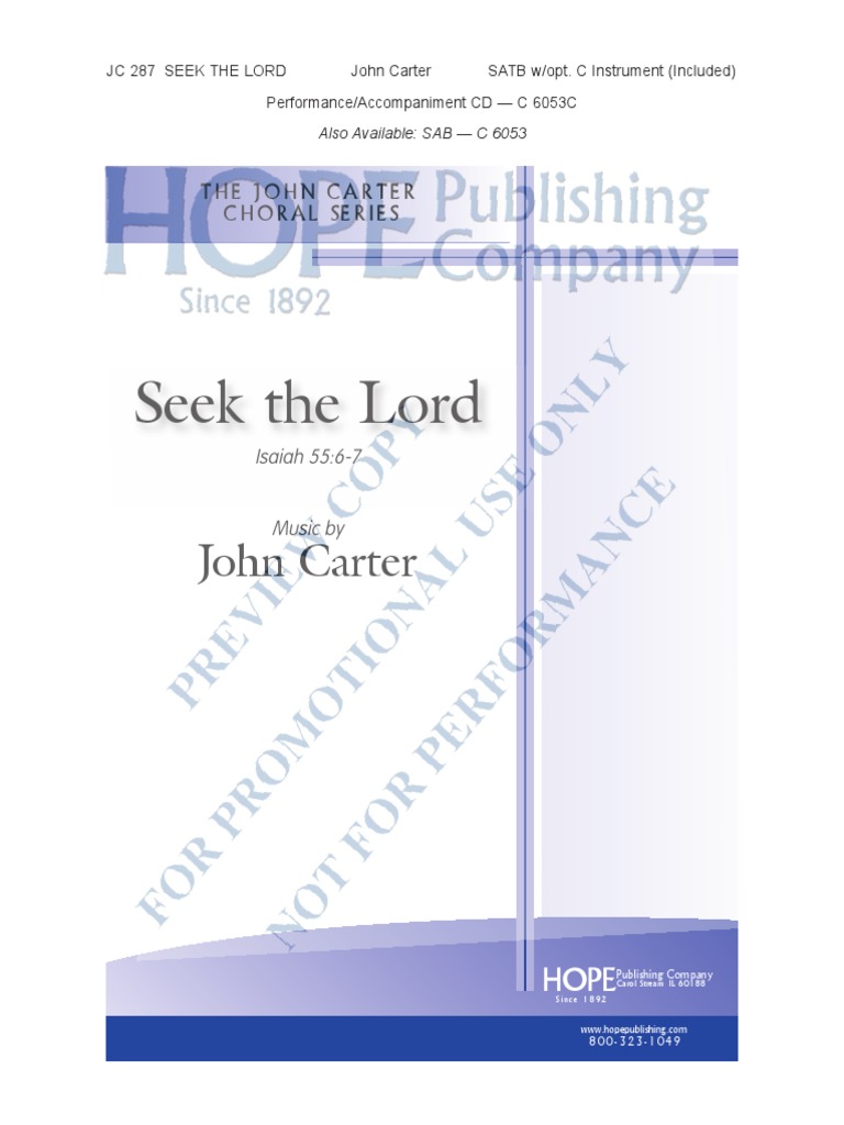 Seek The Lord (SAB) by John Carter | PDF