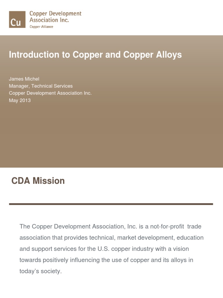 Introduction To Copper and Copper Alloys PDF Copper Alloy