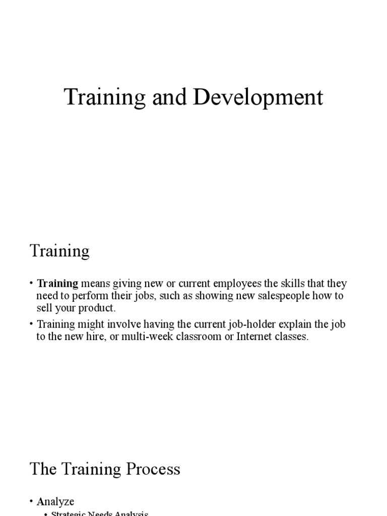 Training and Development | PDF