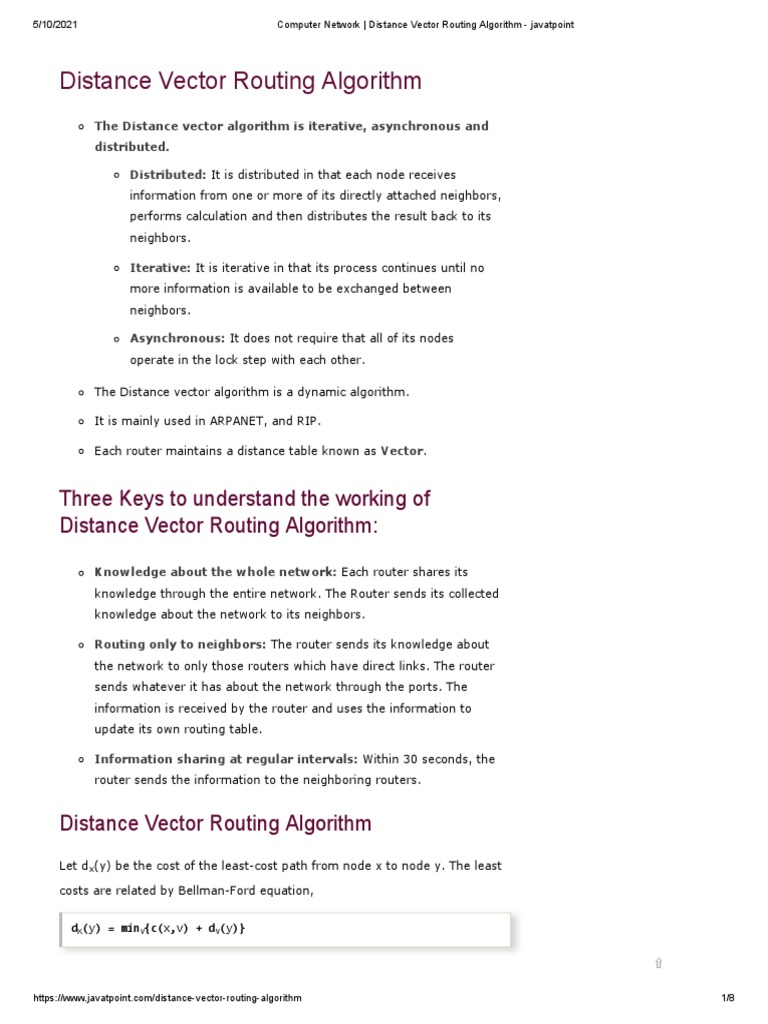 Distance Vector Routing Algorithm Explained | PDF | Routing ...