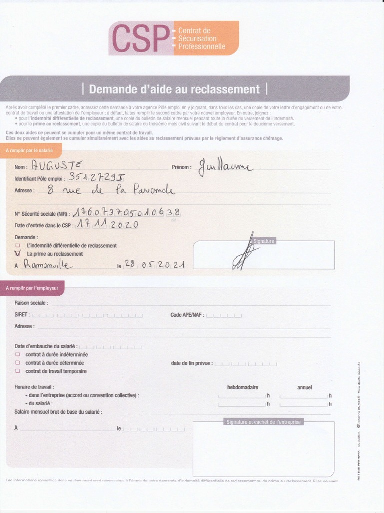 Prime de reclassement CSP : Guide complet | PDF | Relations entre ...