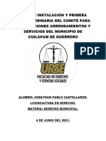Acta de Instalación Y Primera Sesión Ordinaria Del Comité para Enajenaciones Arrendamientos Y Servicios Del Municipio de Cuilápam de Guerrero