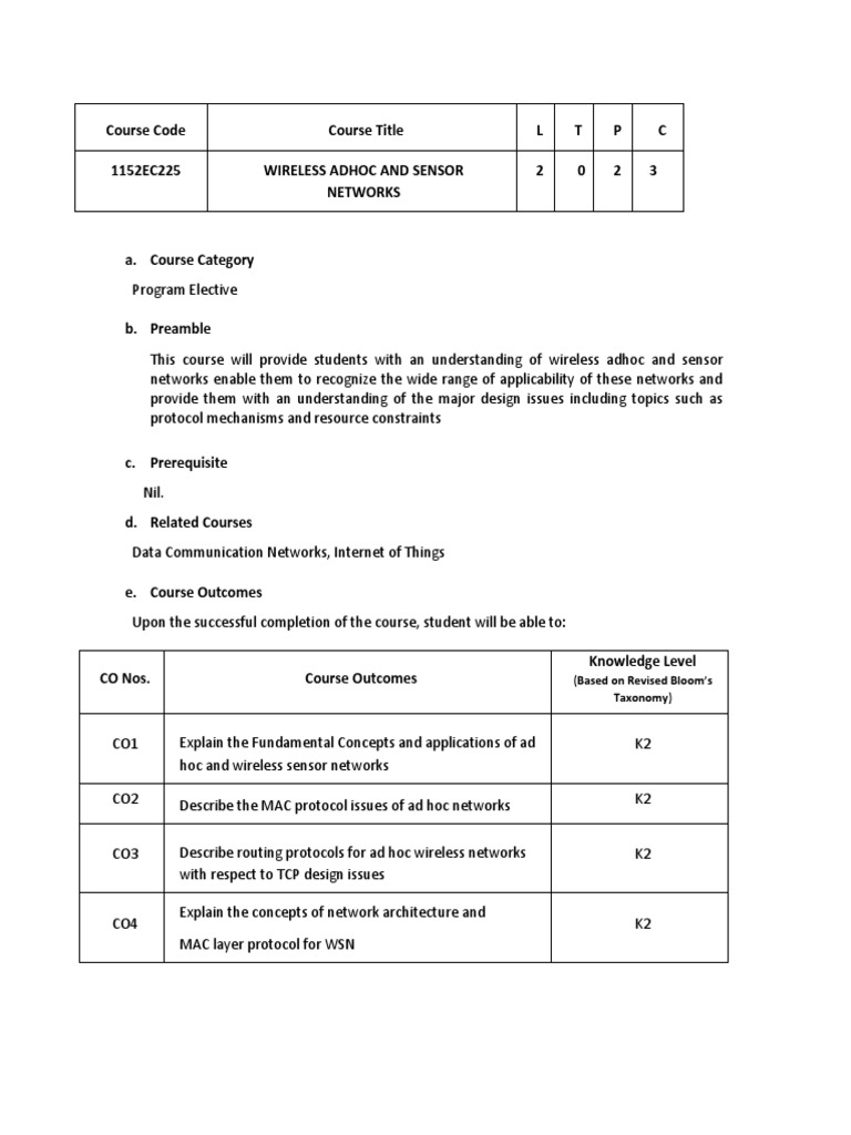 Wireless Adhoc & Sensor Networks Course | PDF | Wireless Ad Hoc Network ...