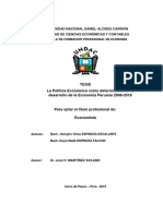 Tesis La Política Económica Como Determinante en El Desarrollo de La Economía Peruana 2008-2018