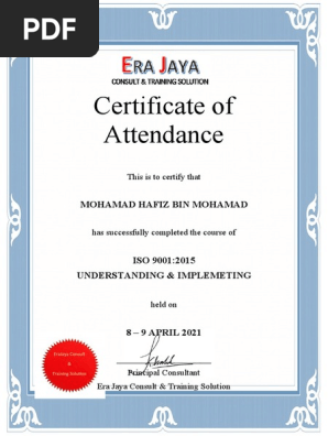 Certificate of Attendance