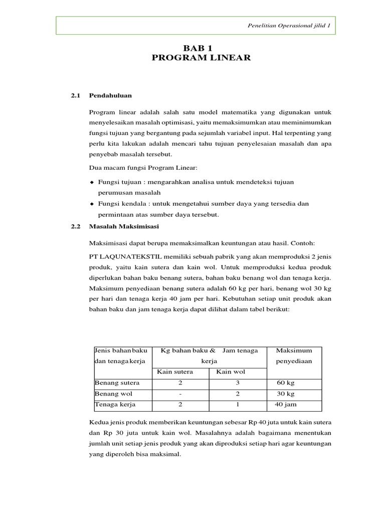 Optimasi Program Linear Produksi | PDF