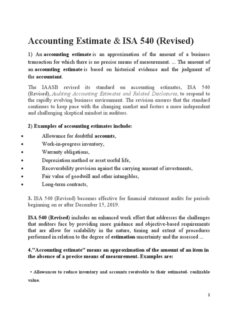 Accounting Estimates and ISA 540 Revised | PDF | Financial Audit | Audit