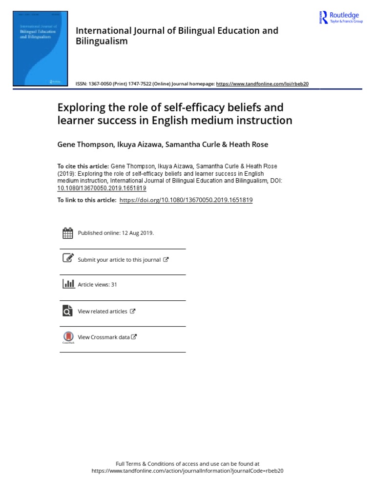 Exploring The Role of Self-Efficacy Beliefs and Learner Success in ...