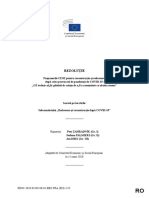 Rezoluție: Propunerile CESE Pentru Reconstrucție Și Redresare După Criza Provocată de Pandemia de COVID-19