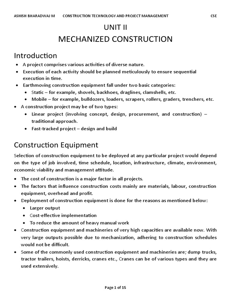 Mechanized Construction Equipment Guide | PDF | Heavy Equipment | Crane ...