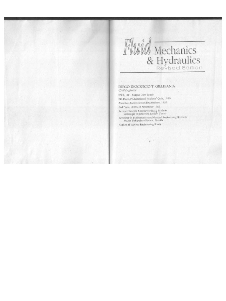 Ilide - Info Fluid Mechanics and Hydraulics Revised Edition Gillesania ...