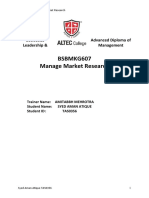 BSBMKG607 Manage Market Research: BSB61015 Advanced Diploma of Leadership & Management