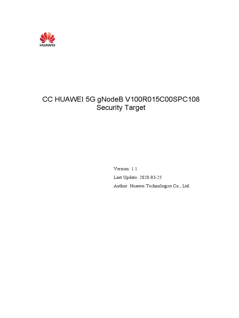 Huawei 5G gNodeB Security Target Document | PDF | Networks | Computer ...
