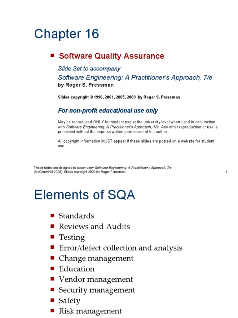 Software Quality Assurance: Software Engineering: A Practitioner's ...