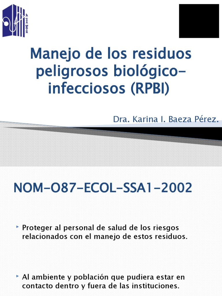 Manejo de Los Residuos Peligrosos Biológico-Infecciosos (RPBI | PDF ...
