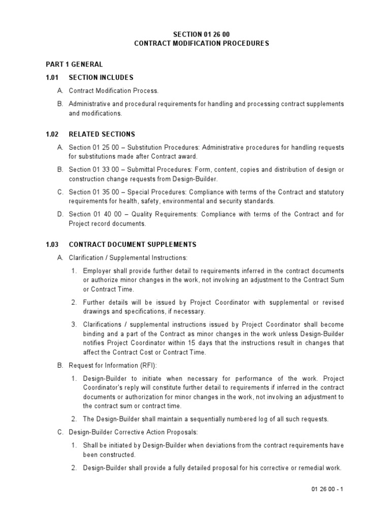 Procedures for Modifying Construction Contracts Through Change Orders