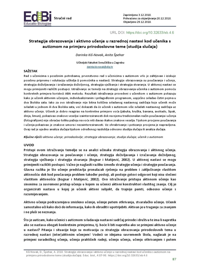 Strategije Obrazovanja I Aktivno Ucenje U Razrednoj Nastavi Kod Ucenika ...
