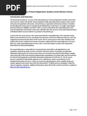 Clinical trials Protocol Detailed Review Items