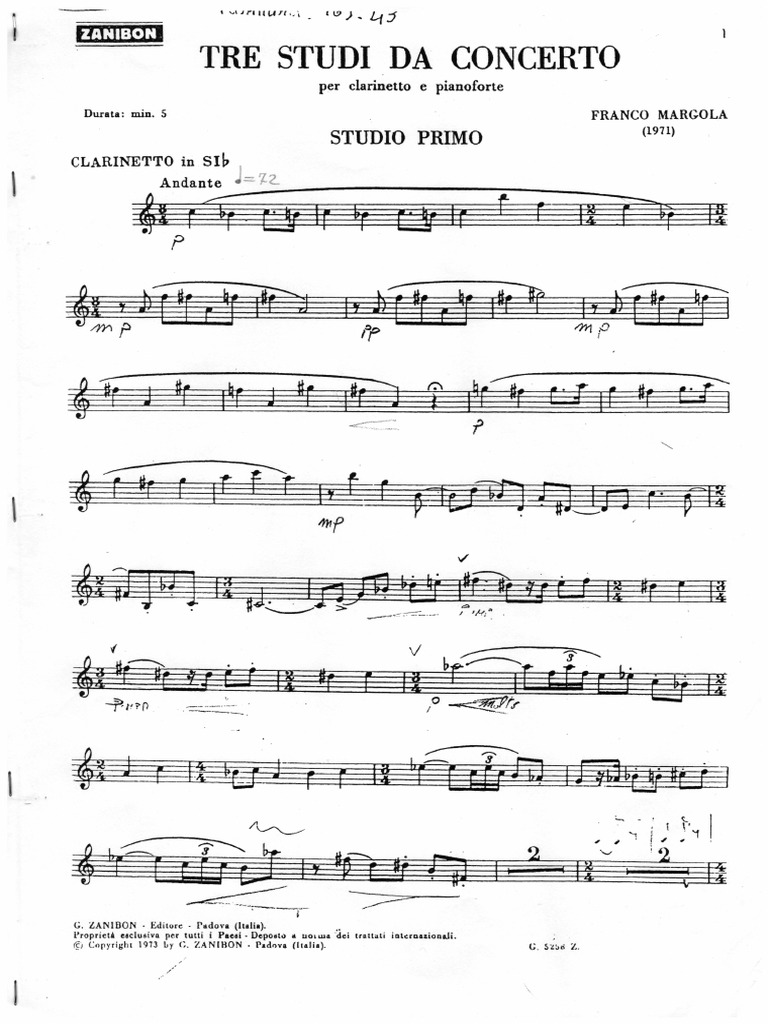 Margola 3 Studi Da Concerto Parte Cl. | PDF
