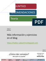 1 Subjuntivo Recomendaciones Teoría/Tarjetas/Ejercicios