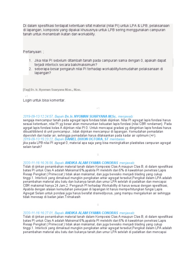 Spesifikasi Material LPA dan LPB | PDF