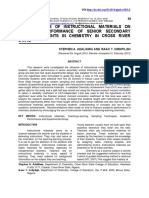 The Influence of Instructional Materials On Academic Performance of Senior Secondary School Students in Chemistry in Cross River State