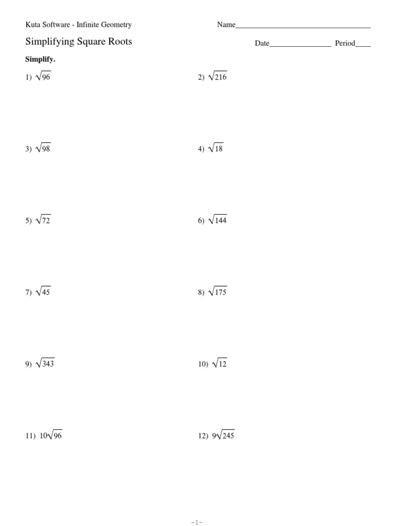 1-simplifying-square-roots-pdf-teaching-mathematics