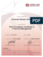 Armando Reniery Rodas: ITIL® Foundation Certificate in IT Service Management