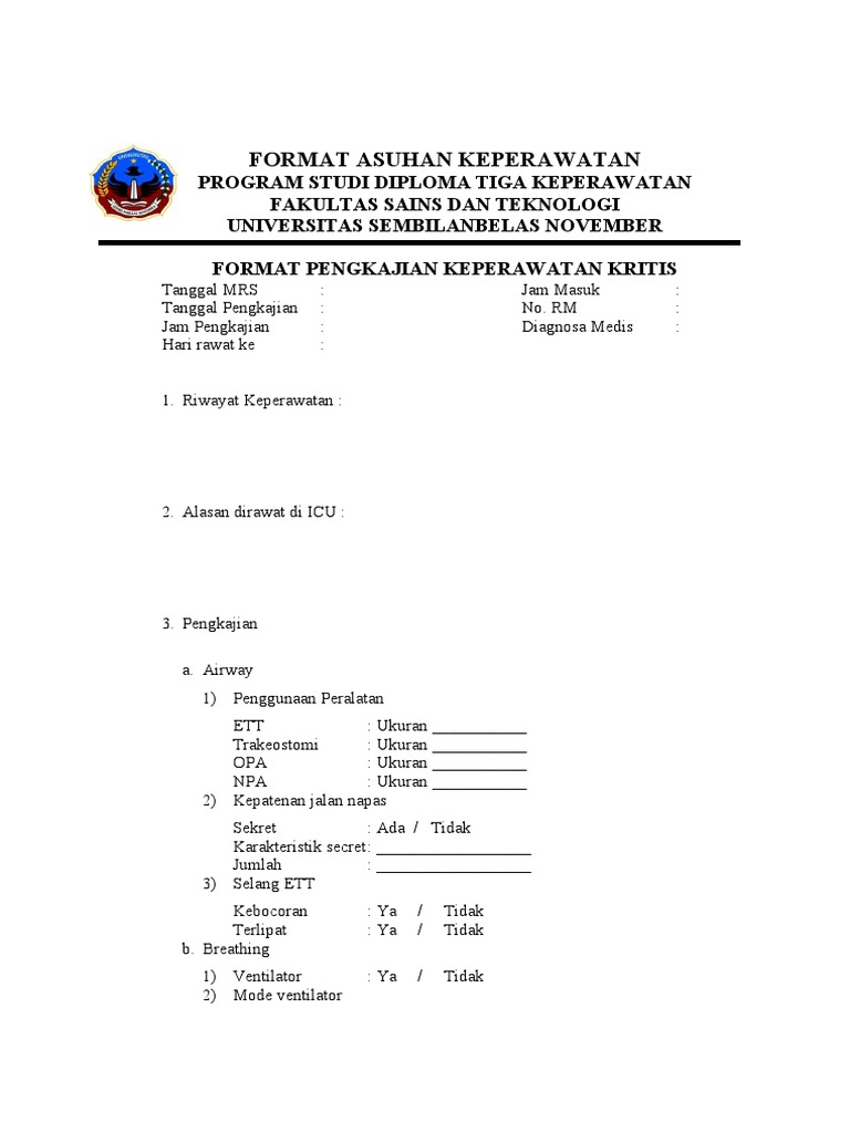 Format Pengkajian Keperawatan ICU | PDF