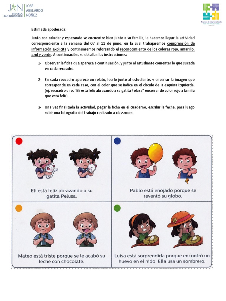 Guía de Comprensión Las Emociones (07 Al 11 de Junio) | PDF
