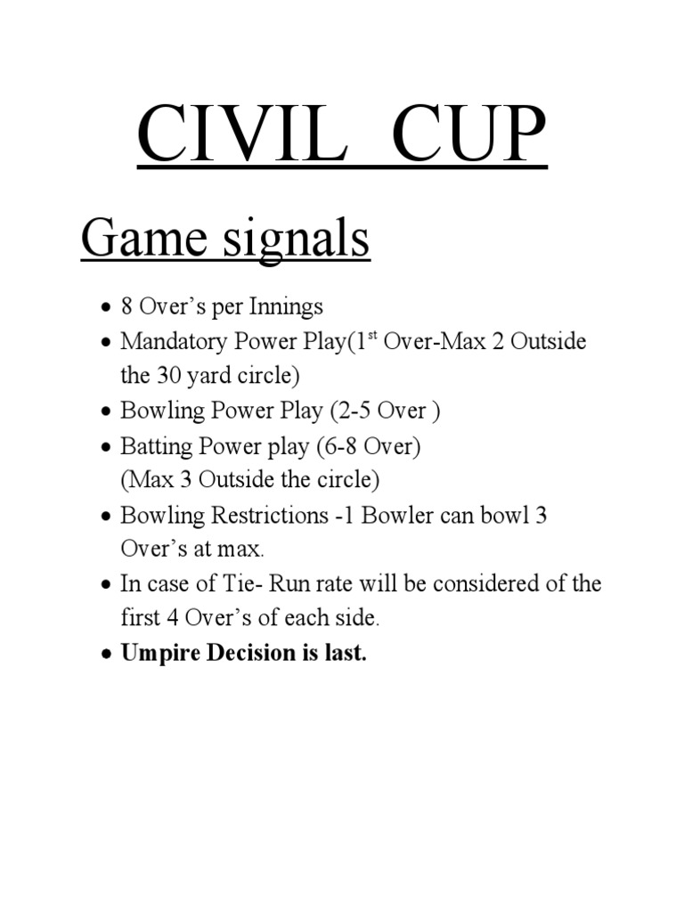 Civil Cup Game Rules and Regulations | PDF