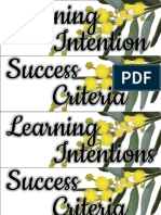 Learning Intention Success Criteria Display Options