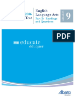 Released Achievement Test English Language Arts: Part B: Readings and Questions