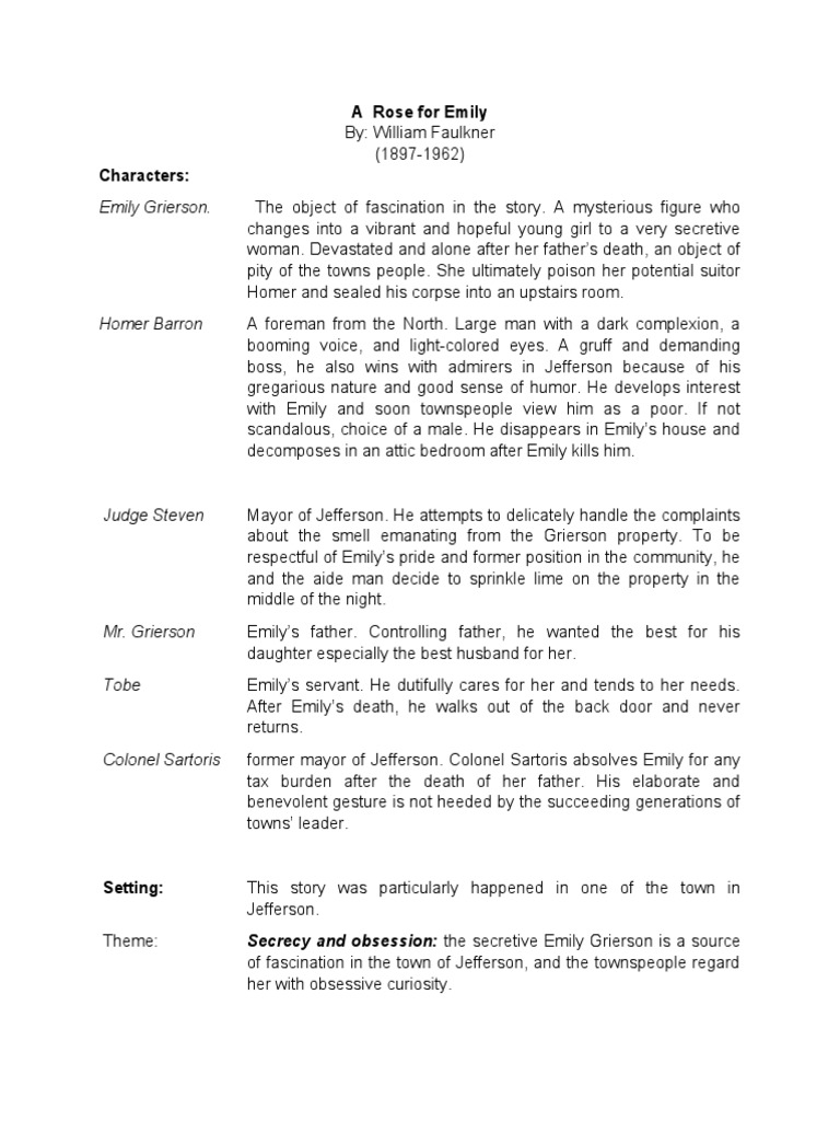 Emily Grierson. A Rose For Emily PDF