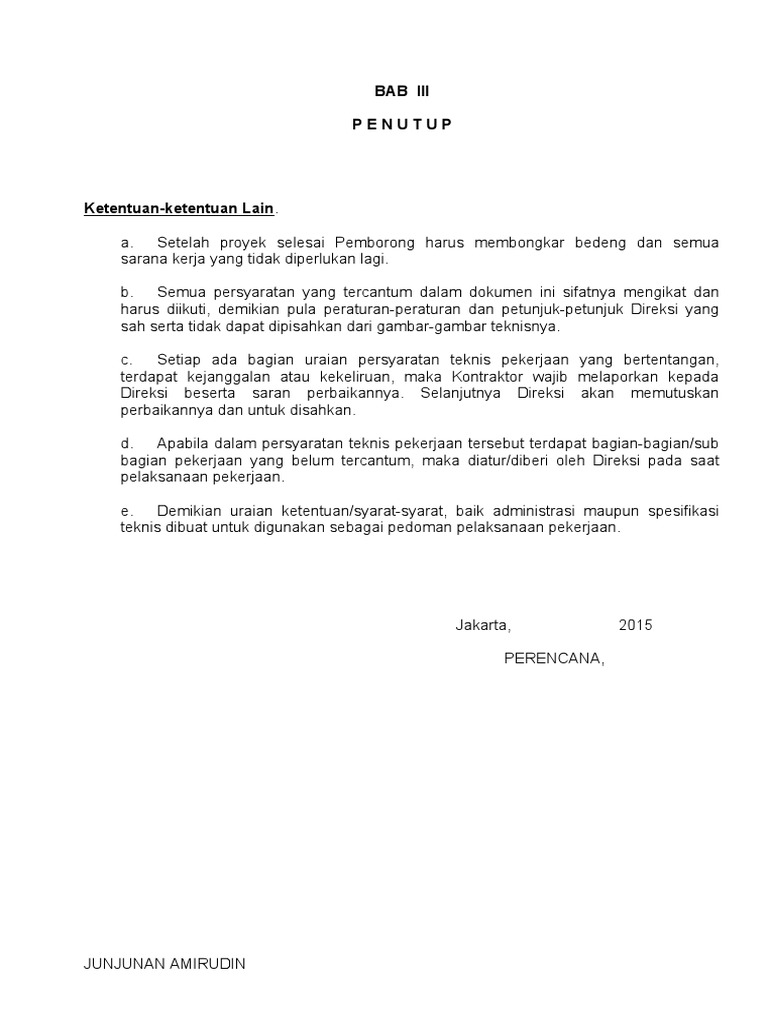 Ketentuan Penutup Proyek Konstruksi | PDF