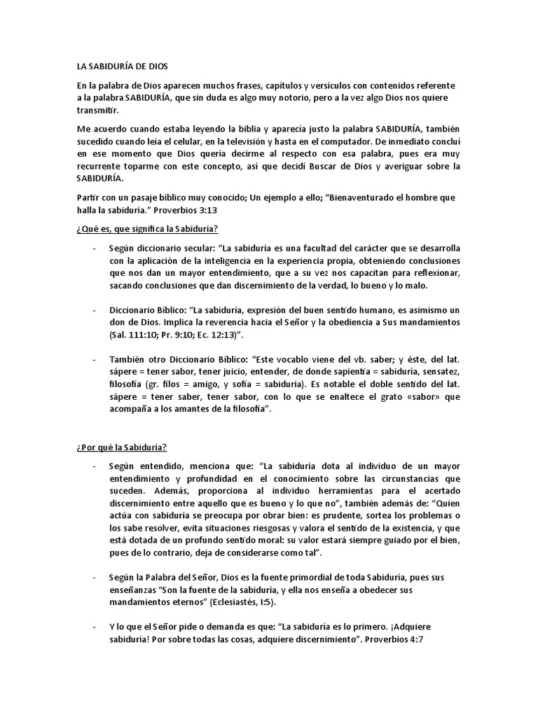 Dios y La Sabiduría | PDF | Sabiduría | Libro de proverbios