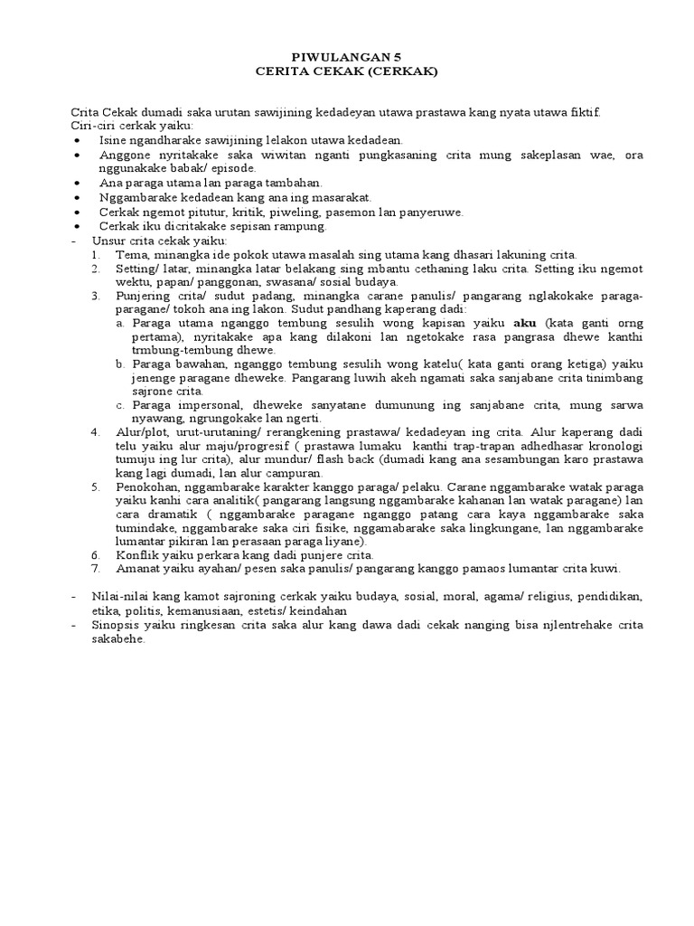 Piwulangan 5 Bj Cerkak