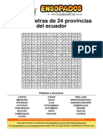 Sopa de Letras de 24 Provincias Del Ecuador