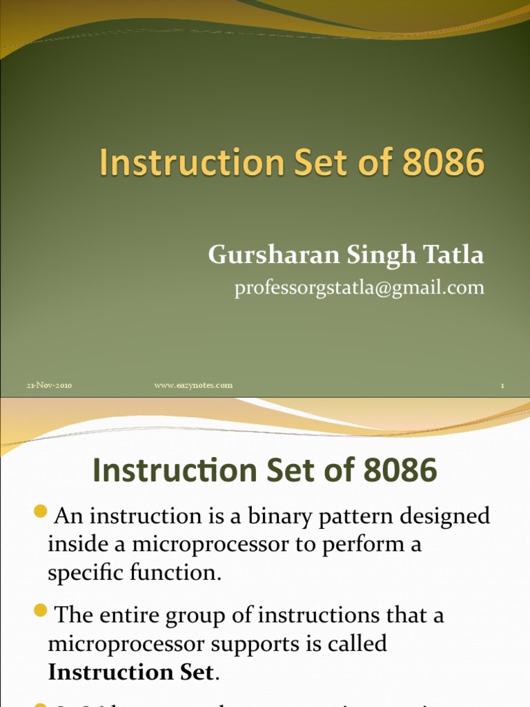 Instruction Set Of 8086 Pdf