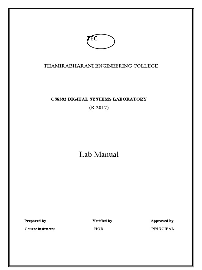 Lab Manual: Thamirabharani Engineering College | PDF